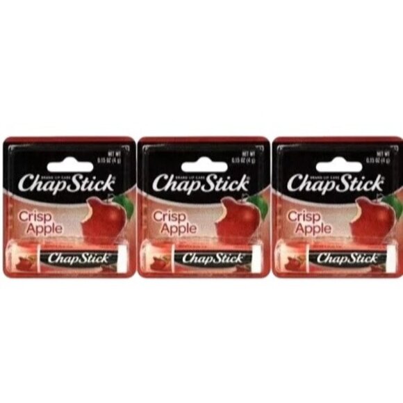 3pc Chapstick CRISP APPLE Scented Lip Balm Moisturizing+Lasting Hydration Carded - Picture 1 of 1